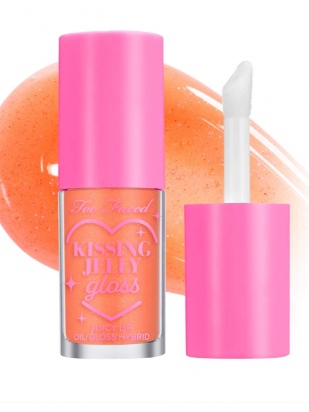 NWT Too Faced Kissing Jelly Hydrating Lip Oil Gloss in Peach Rings
